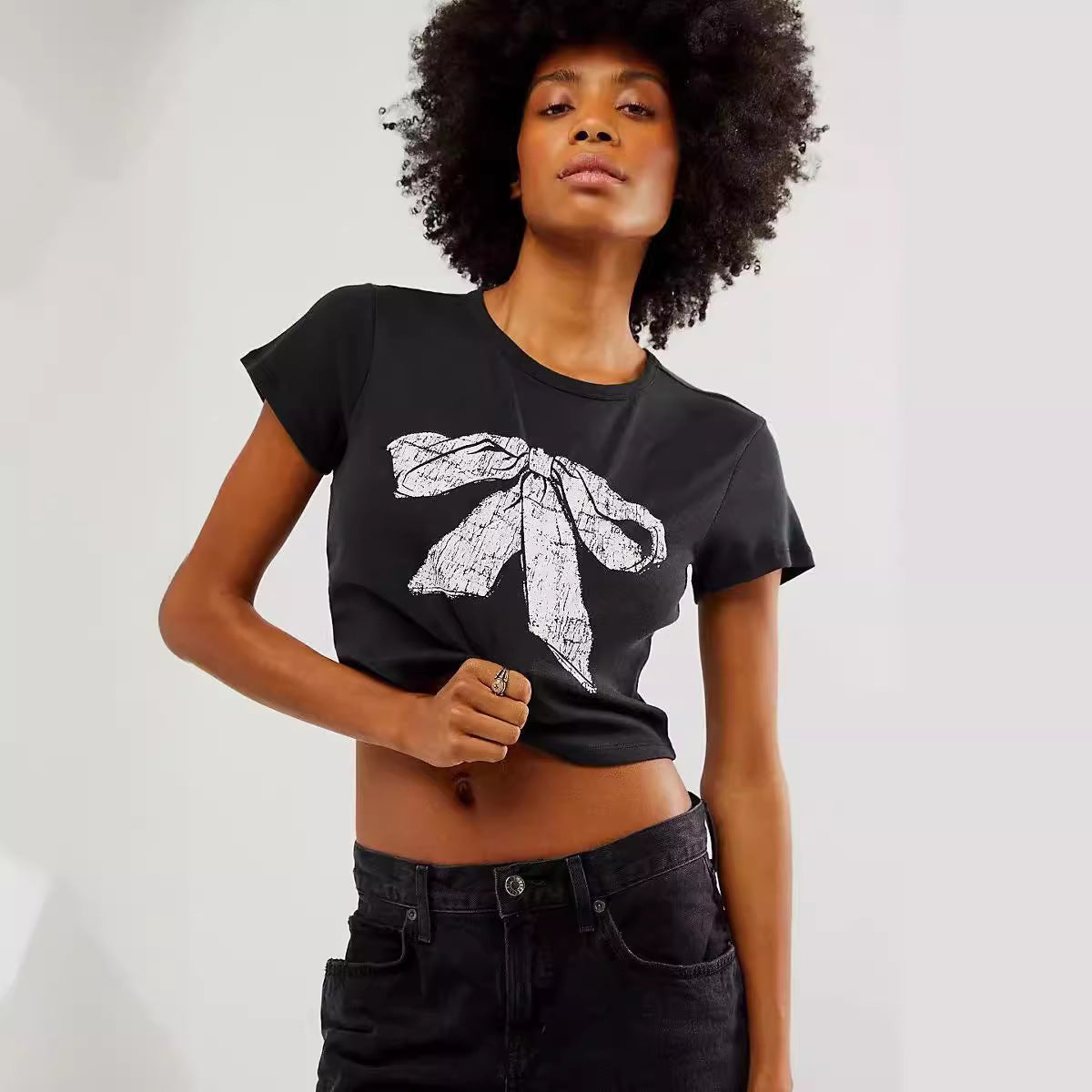 Women's Printed Short-sleeved Slim-fit Fashion Tops T-shirt