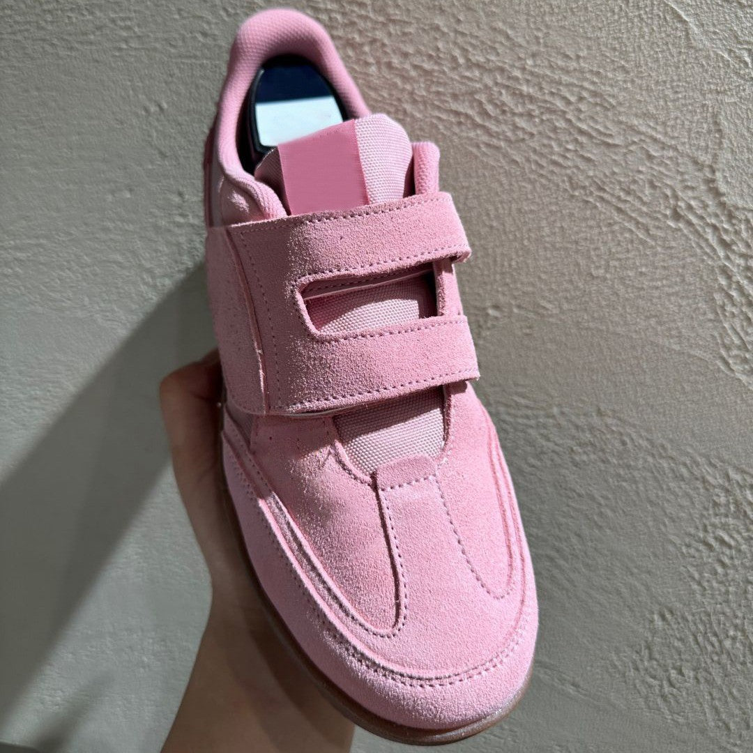 Niche Leather Velcro Round Toe Women's Board Shoes