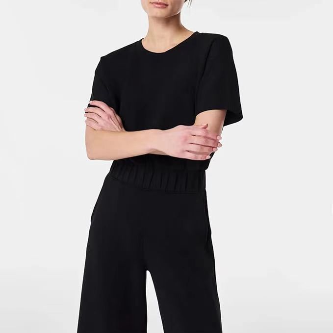 Meget elastisk jumpsuit med elastik i taljen til store kvinder