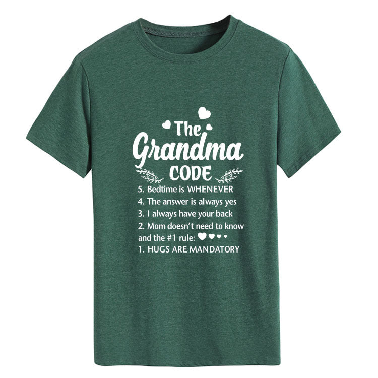 The Grandma Code Round Neck Letter Print Short Sleeves