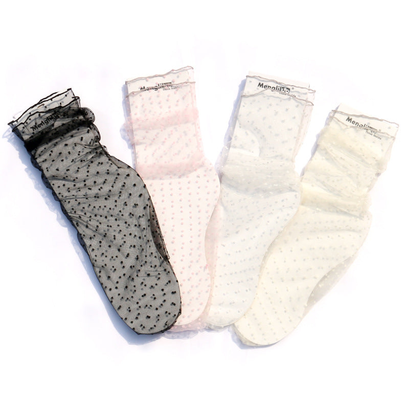 Delicate Mesh Fairy Polka-Dot Glass Stockings