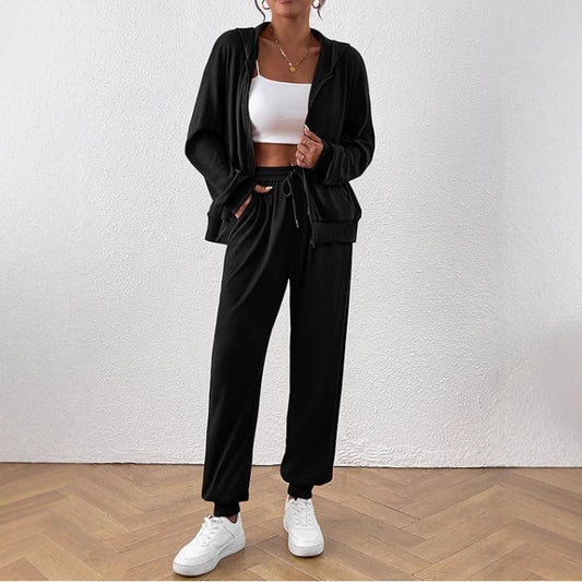 Women's Autumn Fashion Solid Color Suit Rib Sunken Stripe