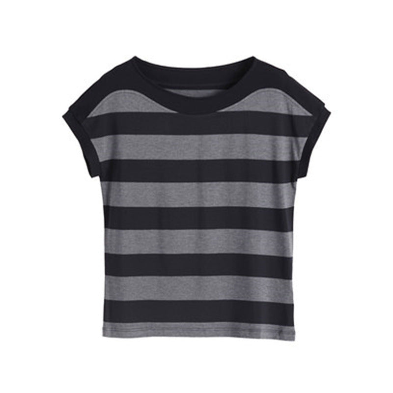 Stribet løs kortærmet T-shirt til kvinder