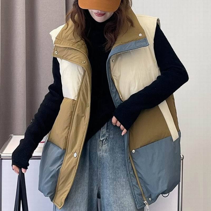 Loose Plus Size Down Vest Women's Color Matching Winter New