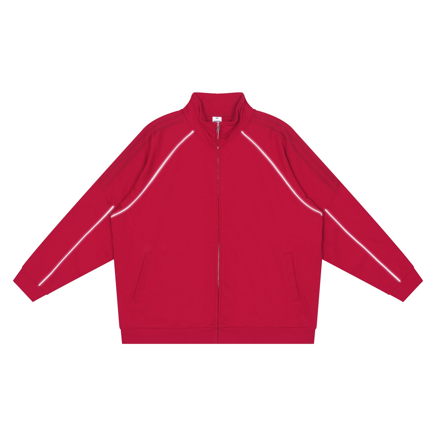 Men's Loose-Fit Cardigan With Reflective Stripes Sports Suit
