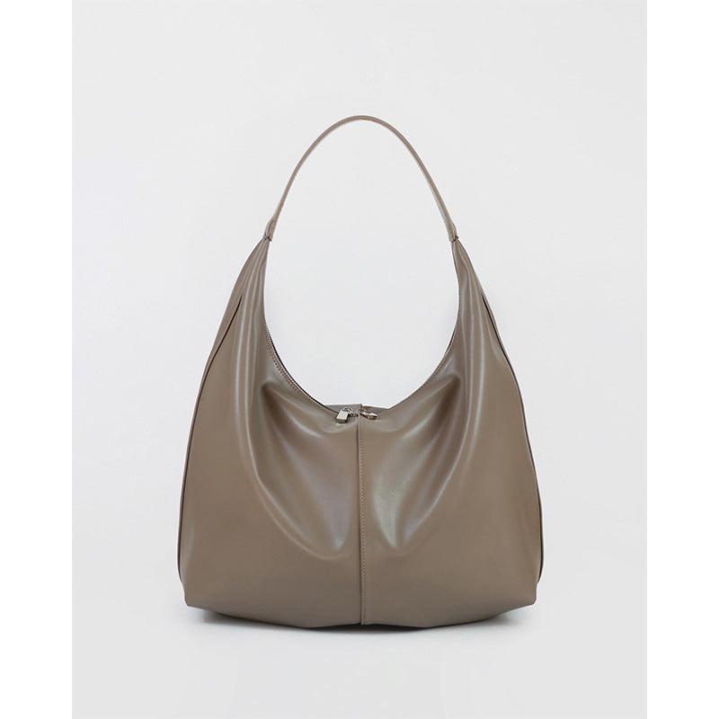 Khaki Autumn And Winter Soft Casual Large Capacity Zipper Tote Bag