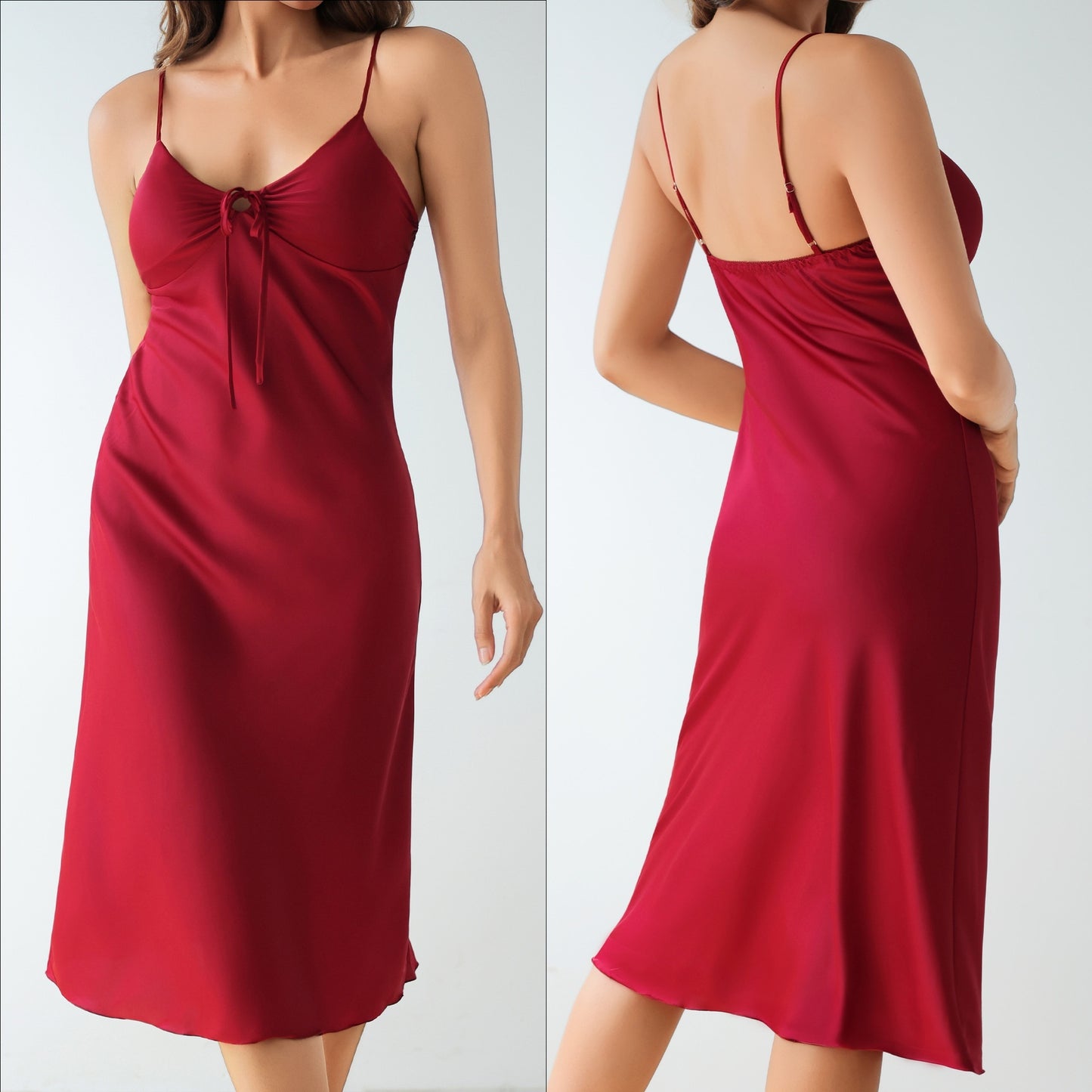 Womens Satin Pajamas With Chest Pads