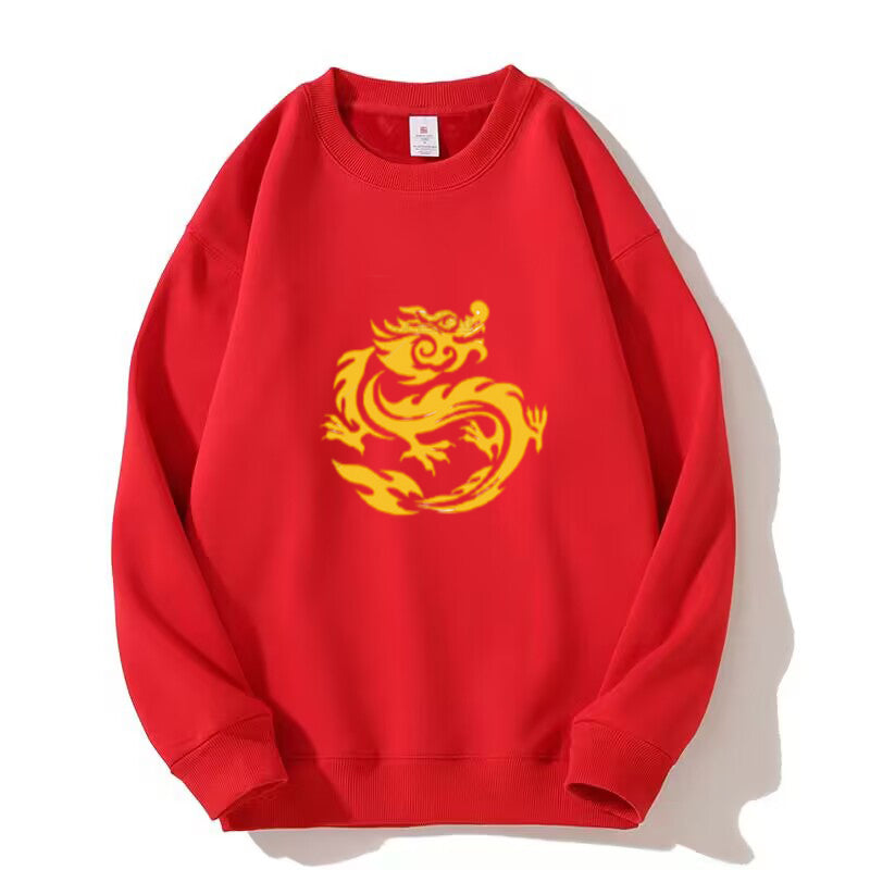 Autumn And Winter Thickened Dragon Year New Family Welfare Round Neck Sweater