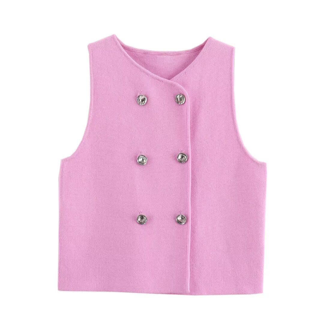 Vest Plain Weaving Knitting Sleeveless