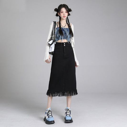New Style Tummy-control Versatile Loose-fit Denim Skirt