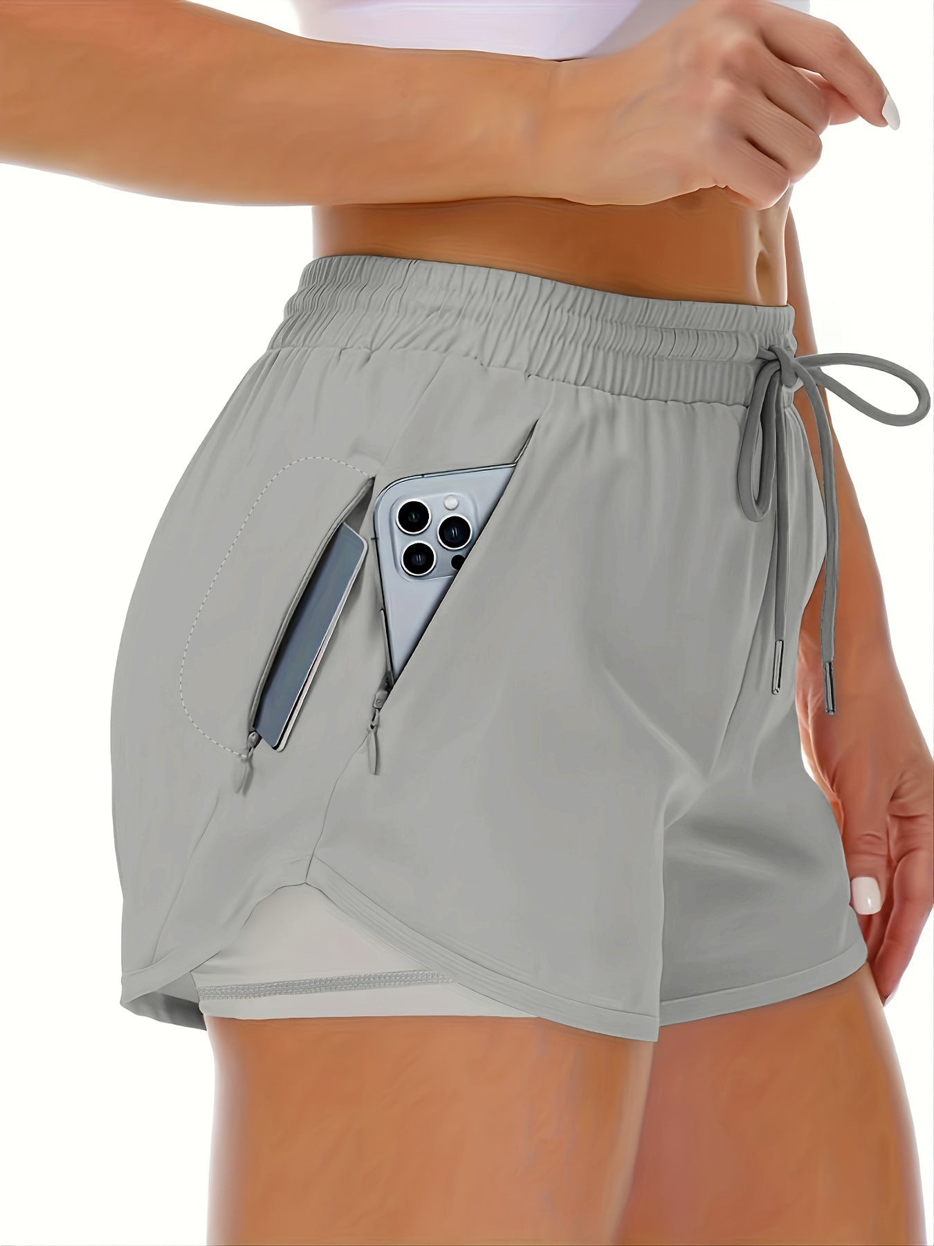 Women's Sports Shorts Running Yoga Fake Two Pieces