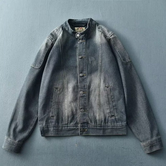 Stand Collar Retro Do The Old Cowboy Jacket Stitching Overalls Men