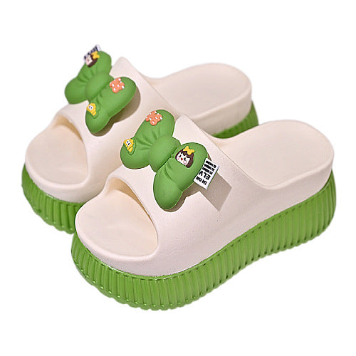 Summer Ladies Bow Fairy Style Thick Bottom Interior Home Bathroom Slippers
