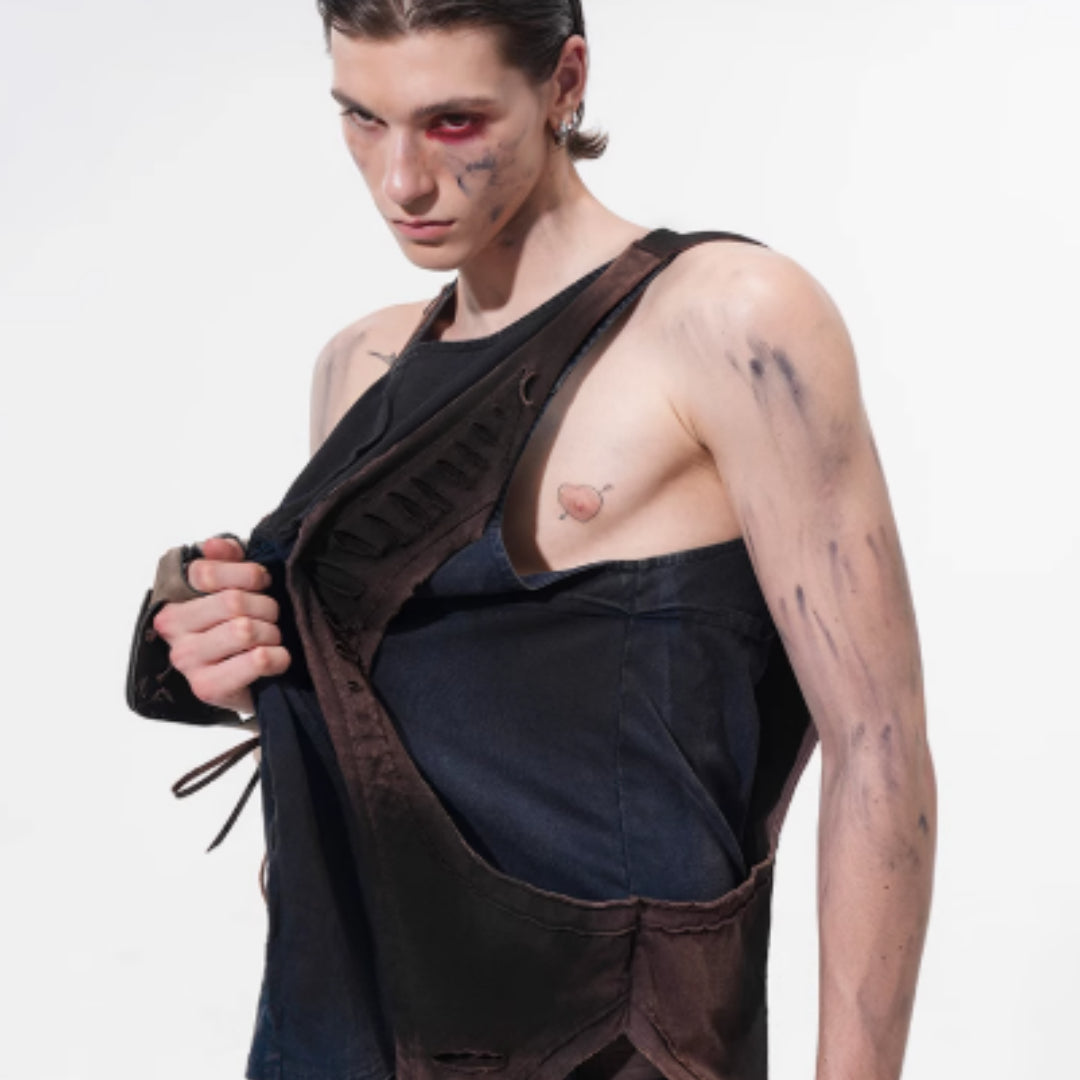 Small Niche Cut Structure Spliced Vest For Men In Summer Spray Color