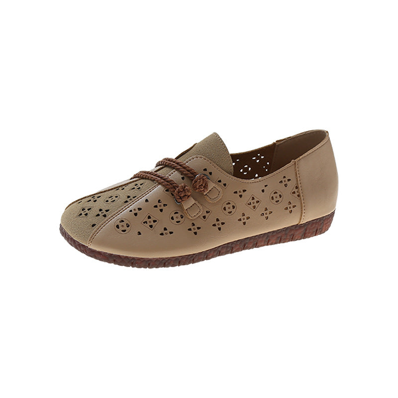 Retro Ethnic Style Buckle Hollowed Out Shoes For Women