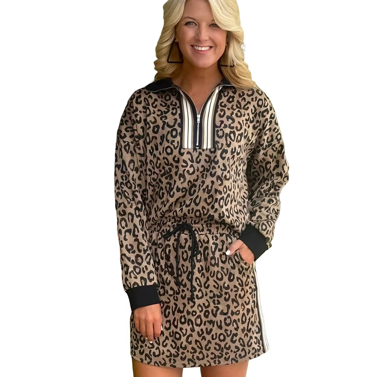 Loose-fitting Skirt Suit Womens European And American Style Leopard Print