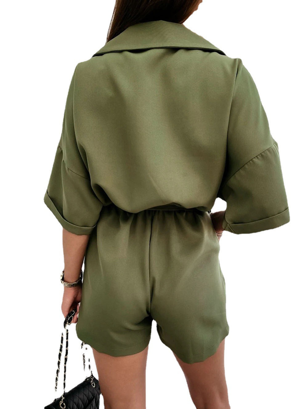 Women's Lapel Doll Sleeve Casual Bodysuit