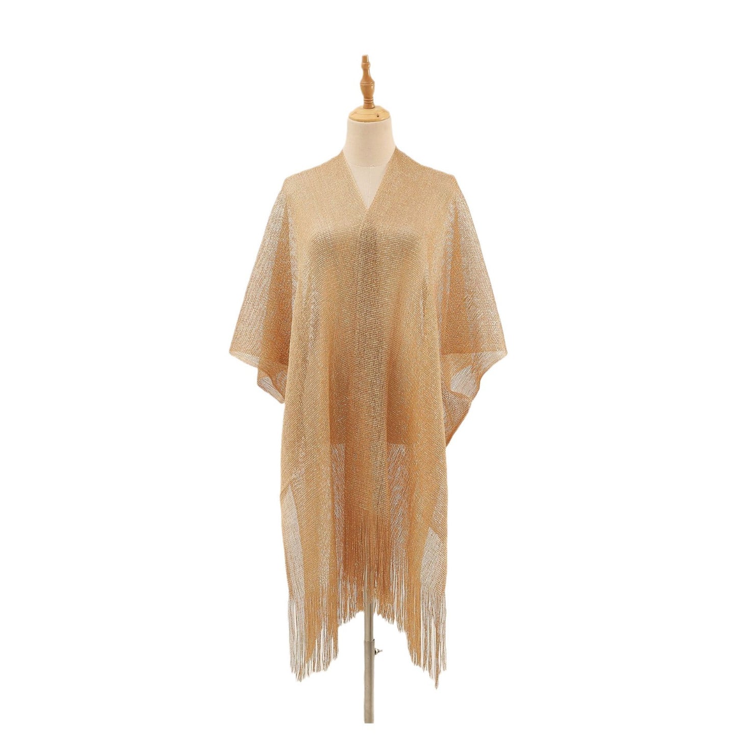Flat Towel Shawl Gold And Silver Silk Slit Fashionable Beachwear Vacation Sun Protection Shirt