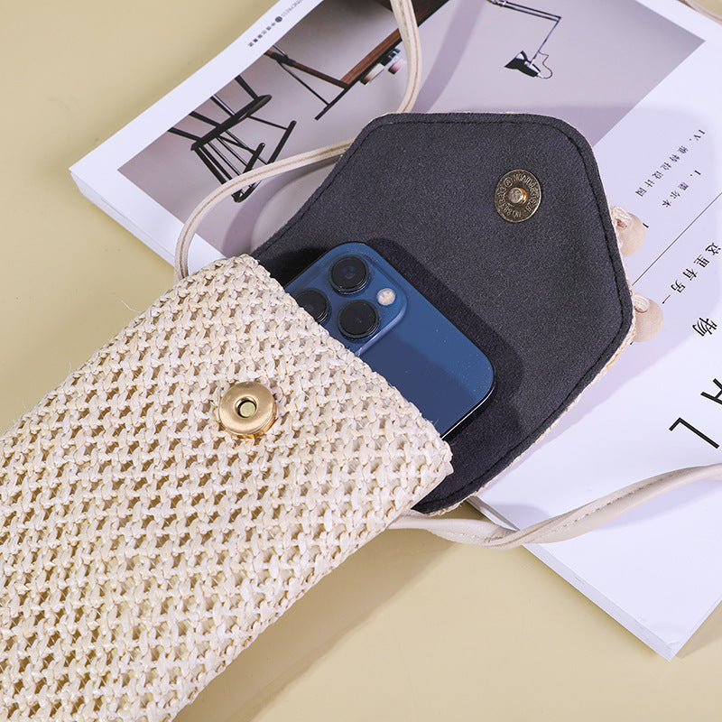 Simple Wholesale Vertical Square PP Grass Messenger Bag
