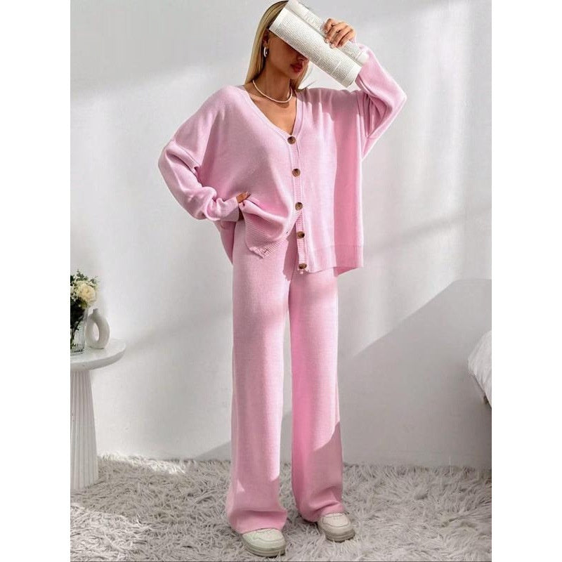 Buttons Front Cardigan Drop-shoulder Collar Cardigan Coat