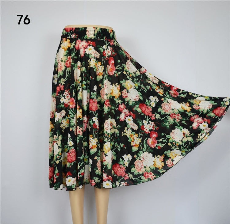 Mom Ice Silk Sundress Women's Skirt Middle-aged Skirt