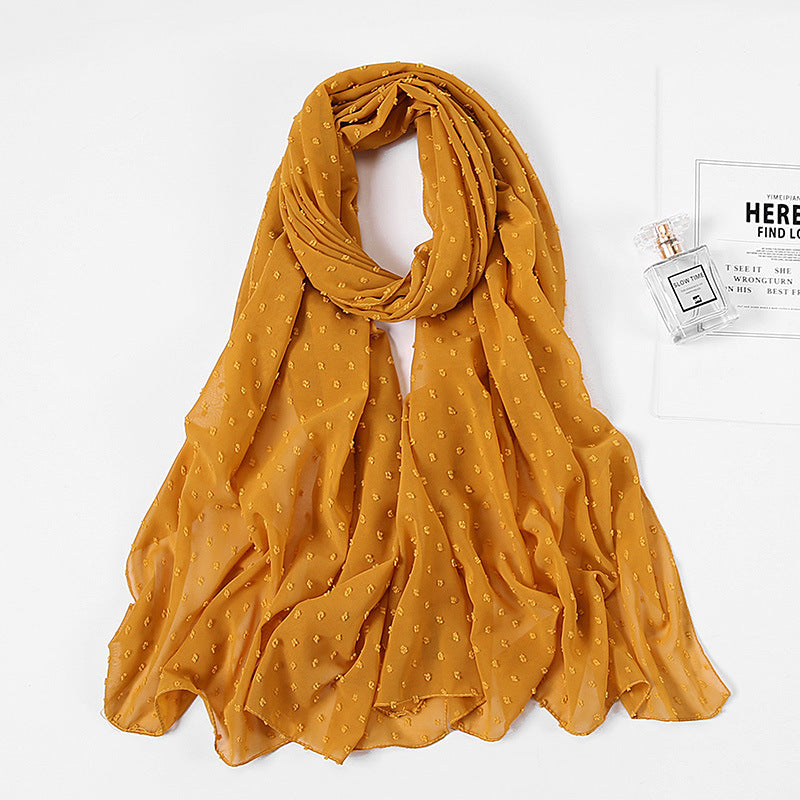 Women's Pearl Pure Color Chiffon Headscarf
