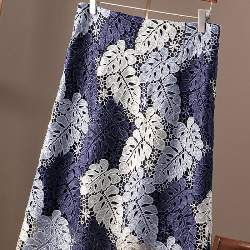 Water Soluble Lace High Waist Slimming Sheath A- Line Skirt
