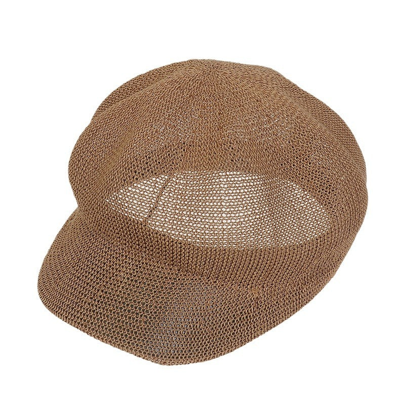 Summer Octagonal Cap Straw Hat Beach Vacation Duck Tongue Painter Cap Sun-proof