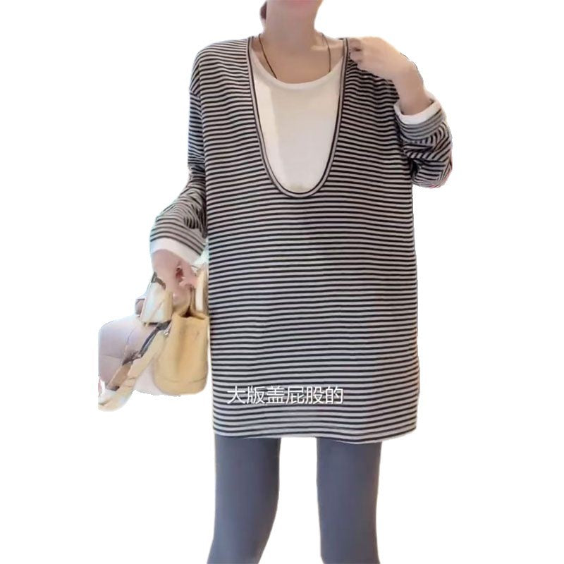 Fashionable Striped Long-sleeve Top
