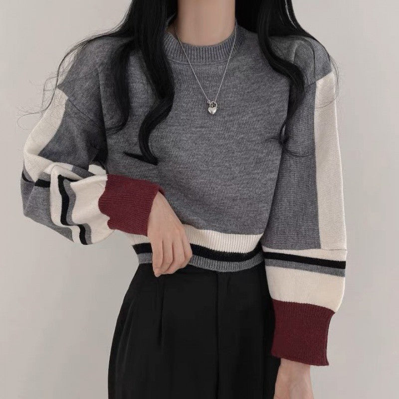 Sweater til kvinder med korte lygteærmer, løs og afslappet stil