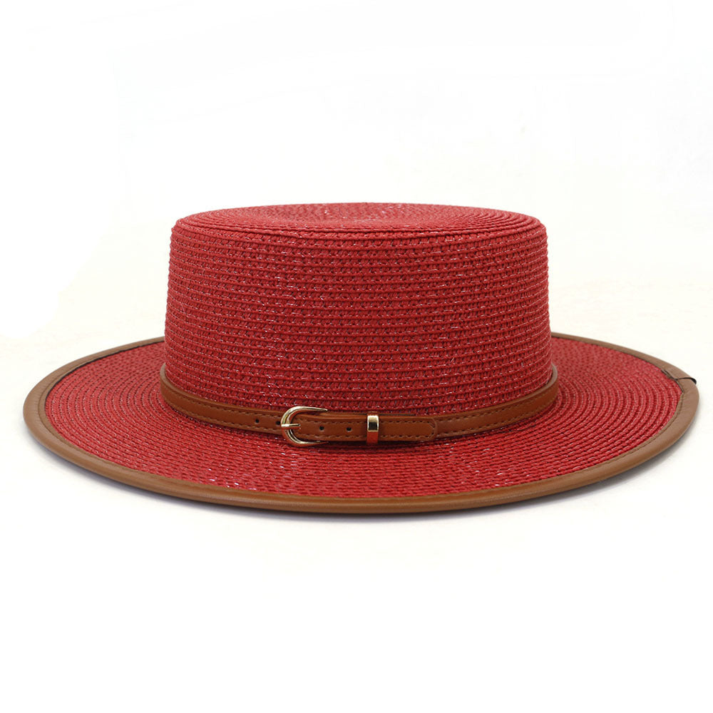 Belt Buckle PU Covered Sun Hat Ladies Protection