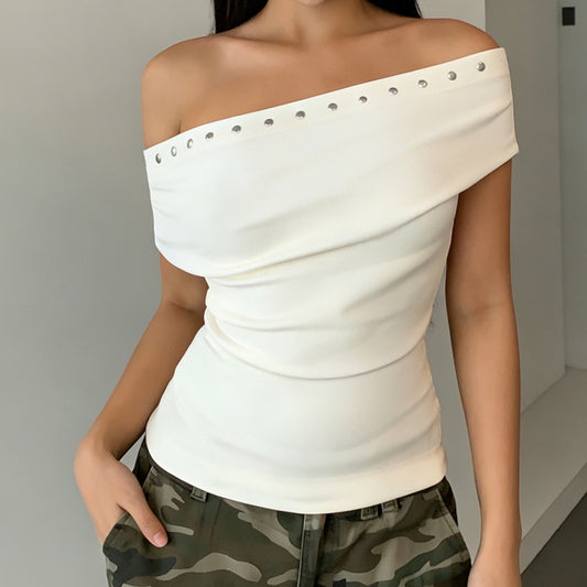 Summer Womens Short Cropped Top With An Asymmetrical
