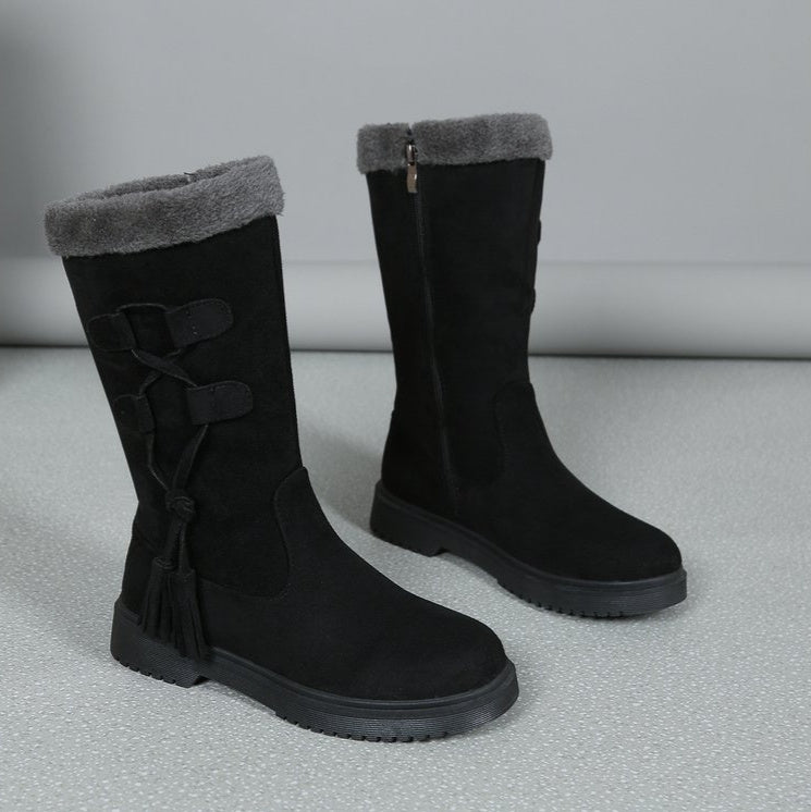Womens Thick-soled Fleece-lined Extra-thick Boots From Europe And The US