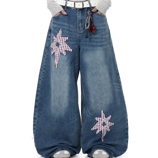 Retro XINGX Patch Machete Jeans Loose Wide Leg Pants