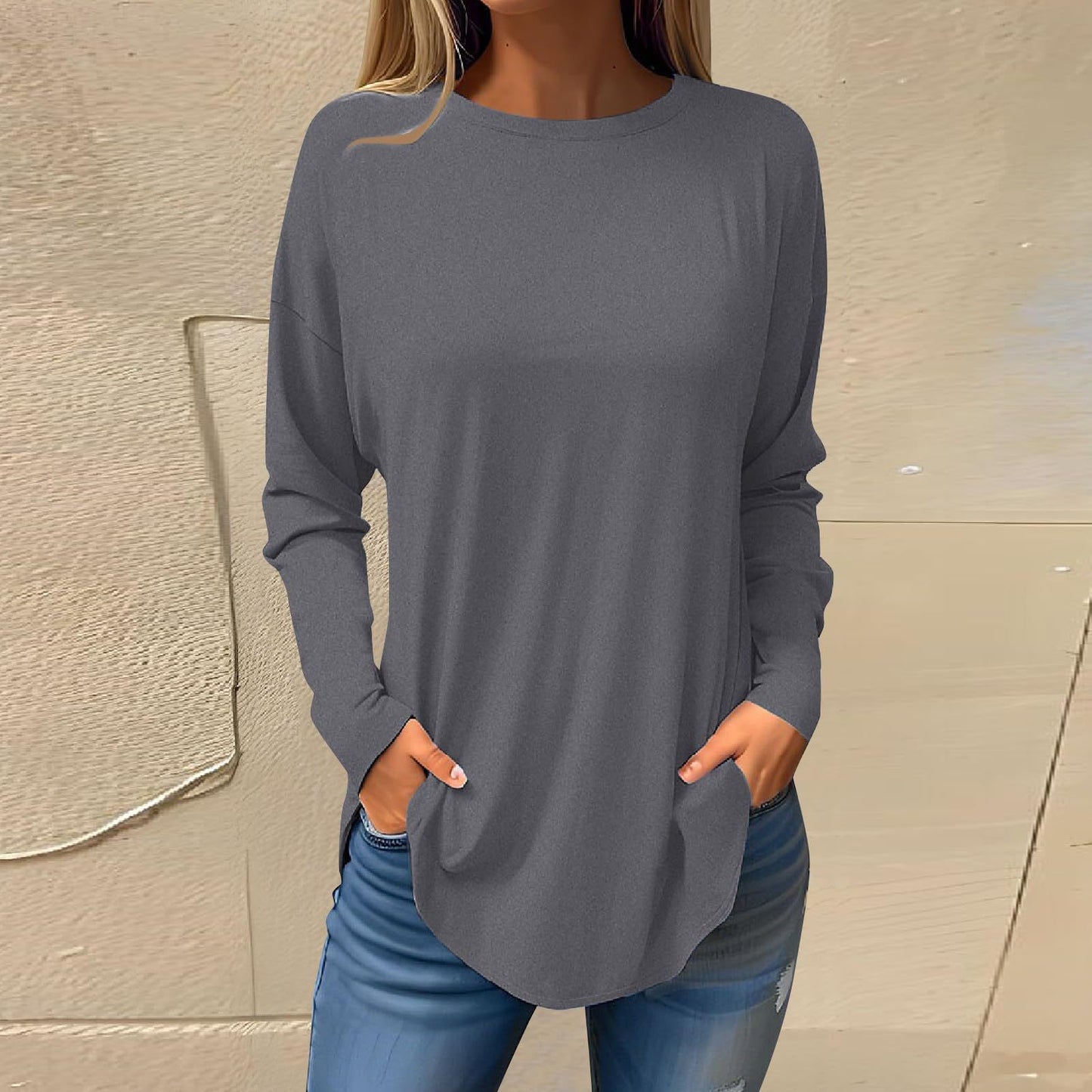 Women's Versatile Long Sleeve T-shirt Personalized Street Style Loose Print