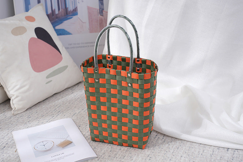 Women's Fashion Diagonal Basket Woven Bag