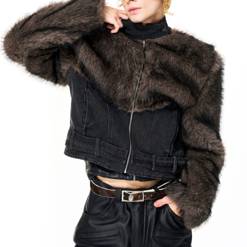 Distressed Straight Shoulder Short Jacket