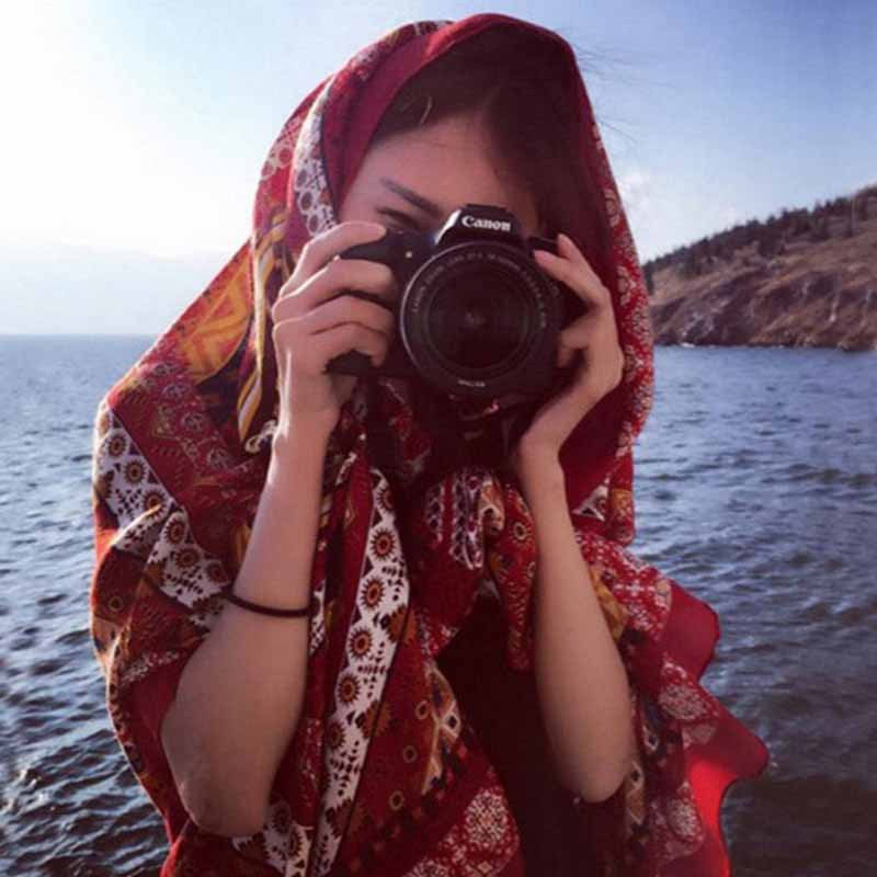 Women's Thin Ethnic Style Scarf Oversized Sunscreen Shawl