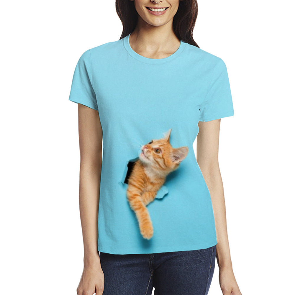 Creative Personalized 3D-printed Casual Womens Short-sleeve Top