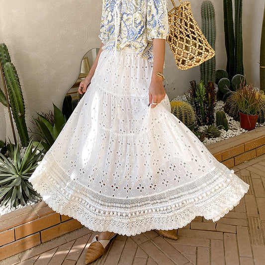 Hollow Out White Holiday Skirt Beach Skirt