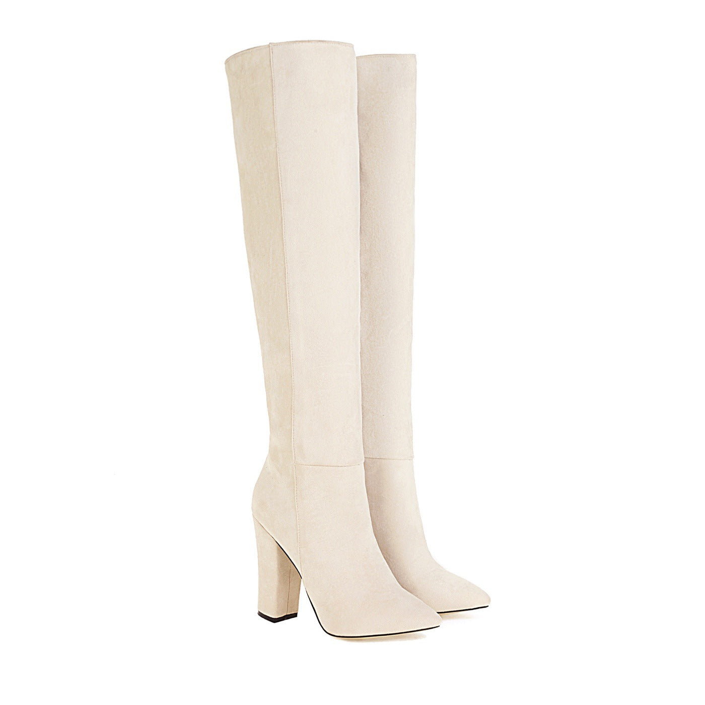 Mid-heel Round Toe Size Suede Knee-length Women's Boots