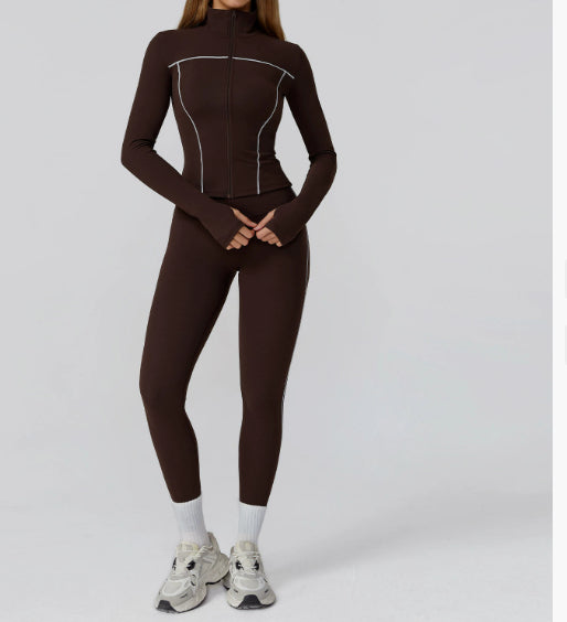 Zipper Slim Fit Yoga Health Sports Three-piece Suit
