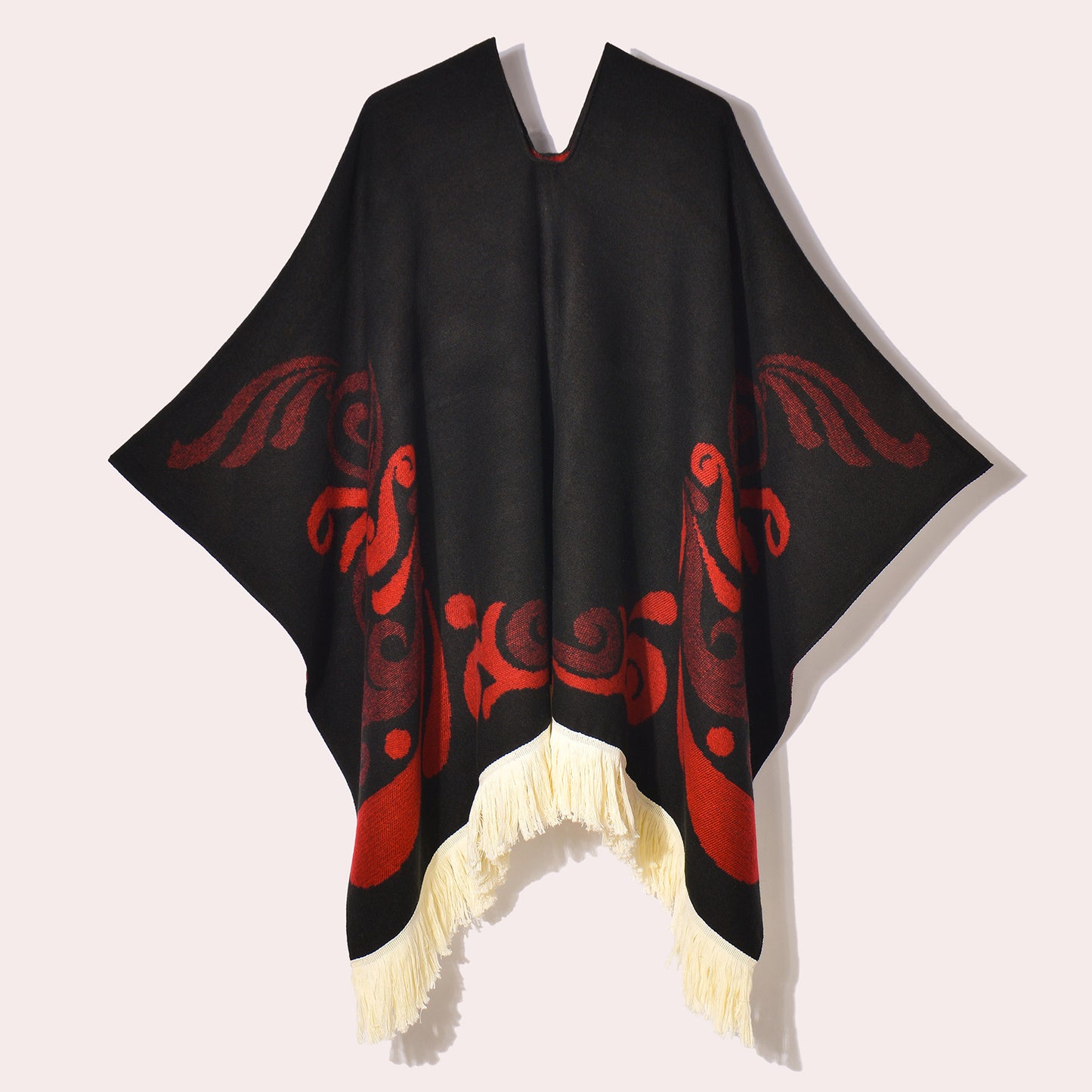 Western Denim Style Men's And Women's Shawl Tassel Pullover Keep Warm Outdoor Large Cloak