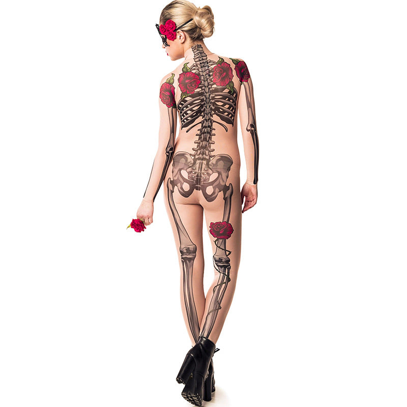 Horror Skull Rose Skeleton Women's Jumpsuit
