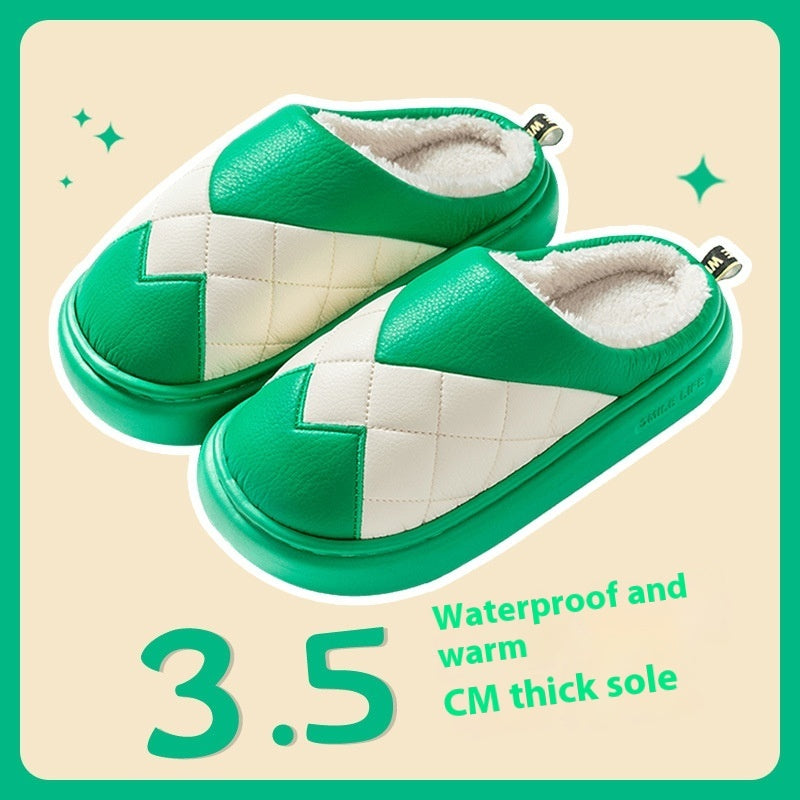 PU Cotton Slippers Women's Autumn And Winter Waterproof