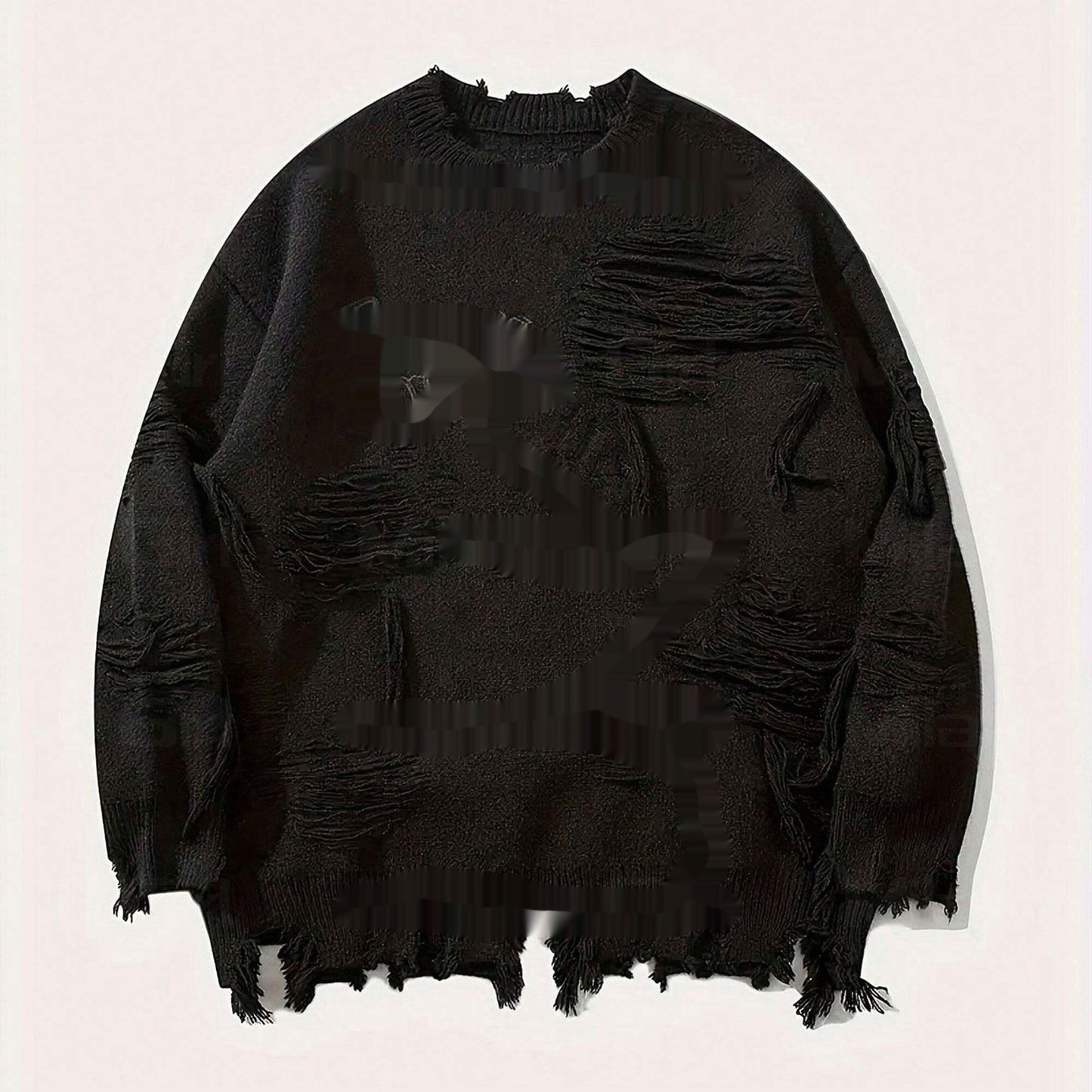 Amerikansk New Dark Letter Jacquard Ribbet Langærmet Varm Sweater