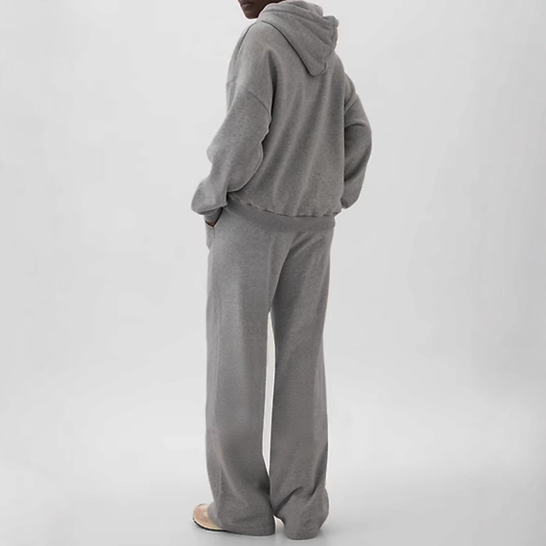 Elastic Waist Casual Straight-leg Sweatpants Home Sports Two-piece Set