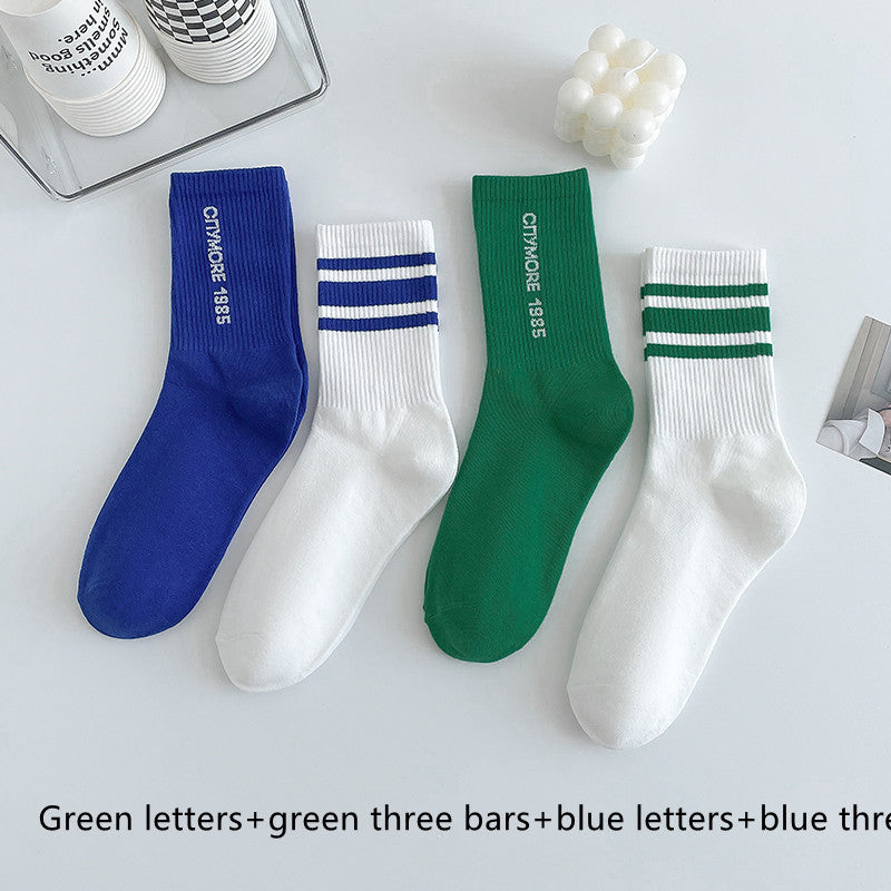 Green Socks Children's Middle Tube Socks Autumn And Winter Pure Cotton