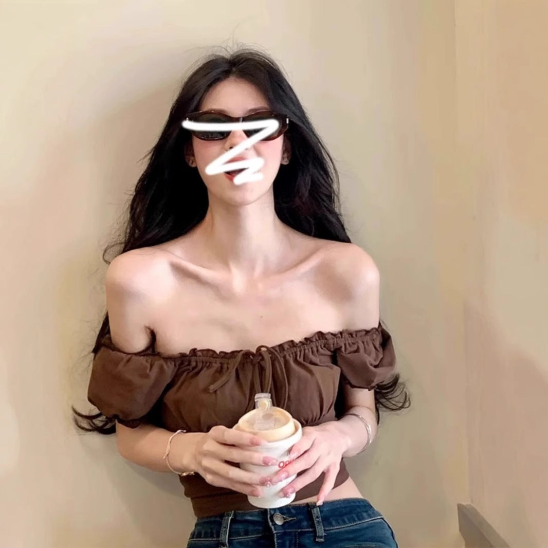 Short Hot Girl Puff Sleeve Unique Small Top