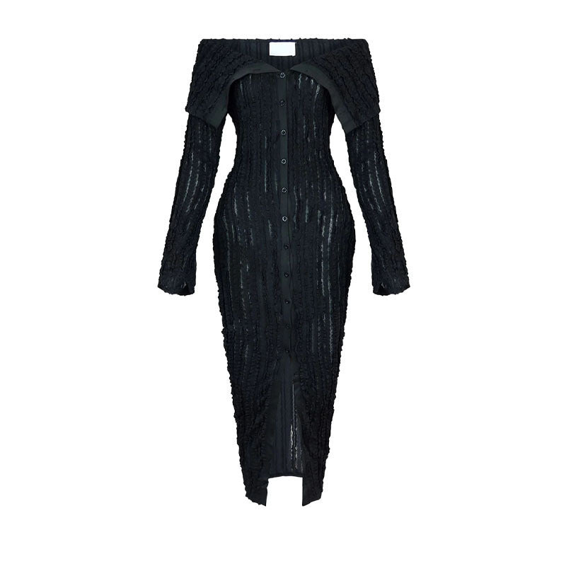 Stylish And Elegant Off-shoulder Long-sleeve Dress